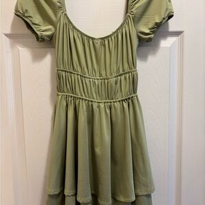 Windsor Olive Green Puff Sleeve Dress